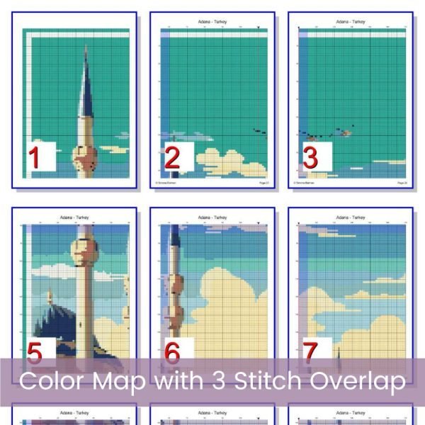 Adana Türkiye Travel Poster Cross Stitch Pattern, Vintage Poster Cross Stitch Chart, Instant Download, Vintage Travel Art, Full Coverage