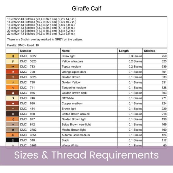 Baby Giraffe Cross Stitch Pattern