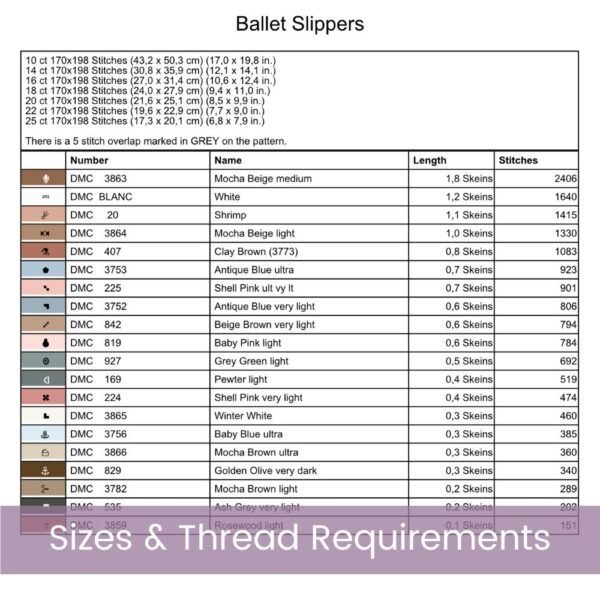 Ballet Slippers Cross Stitch Pattern