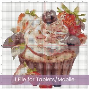 Berry Cupcake Cross Stitch Pattern