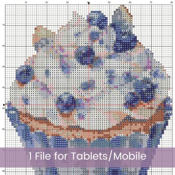 Blueberry Cupcake Cross Stitch Pattern