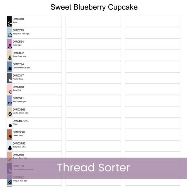Blueberry Cupcake Cross Stitch Pattern