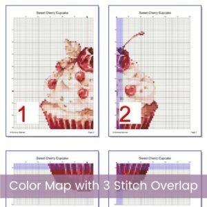 Cherry Cupcake Cross Stitch Pattern, Sweet Treat, Baking Art, Dessert Embroidery, Cupcake Decor Gift, Kitchen Art, Digital Cross Stitch PDF