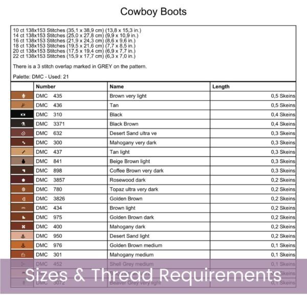 Cowboy Boots Cross Stitch Pattern