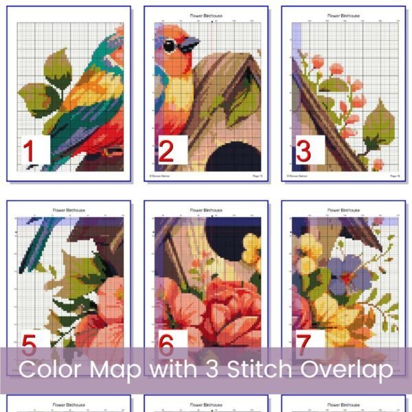 Flower Birdhouse Cross Stitch Pattern