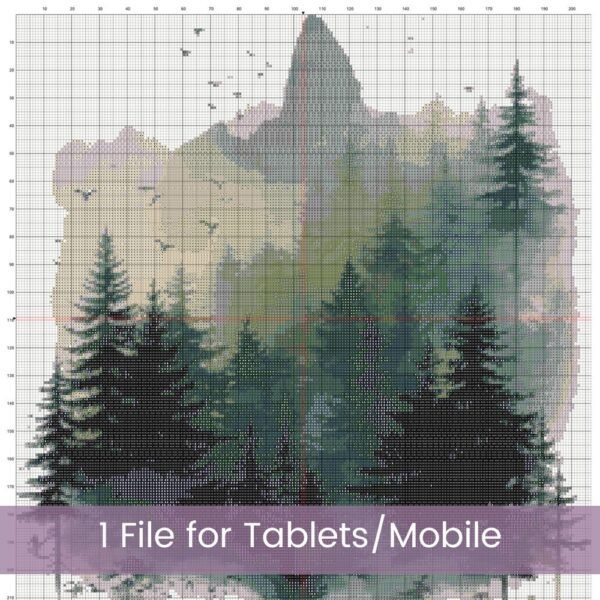 Forest & Mountains Cross Stitch Pattern