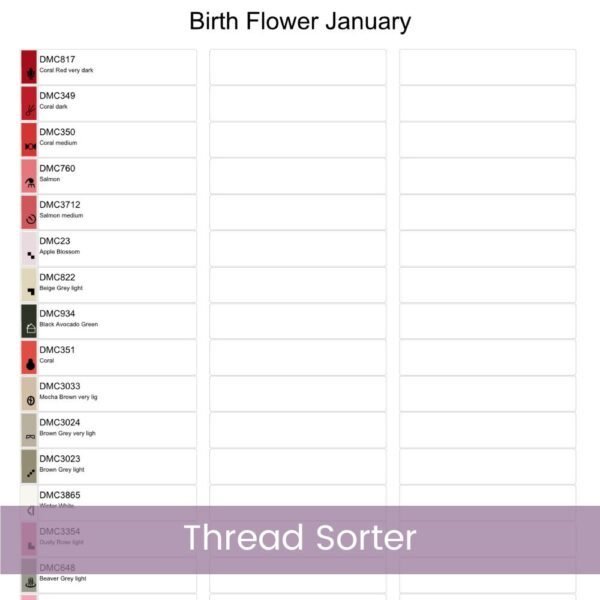 January Birth Month Flower Counted Cross Stitch PDF Pattern, Carnation Cross Stitch Pattern, Instant Download, Modern Floral Cross Stitch