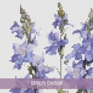 July Birth Month Flower Counted Cross Stitch Pattern, Larkspur Cross Stitch Pattern, Instant Download, Modern Floral Cross Stitch Gift