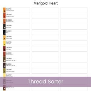 Marigold Heart Counted Cross Stitch PDF Pattern, October Flower Birth Month Heart Cross Stitch Pattern, Flowers Pattern, Instant Download