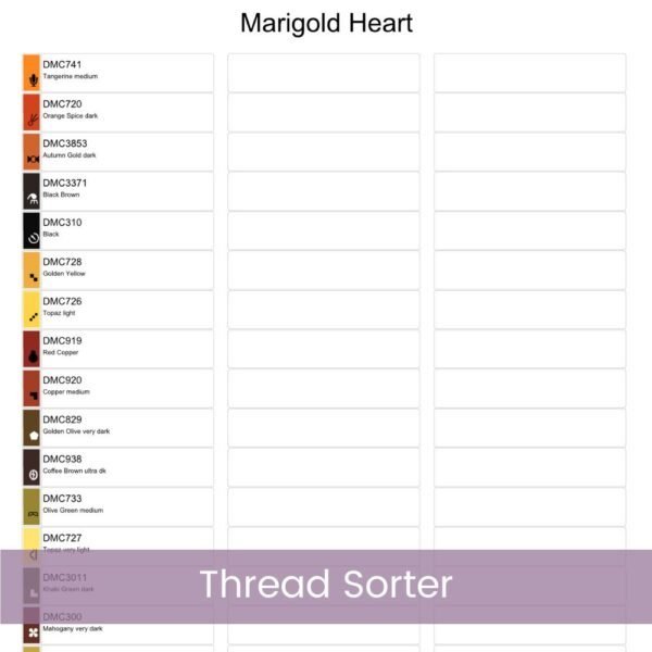 Marigold Heart Counted Cross Stitch PDF Pattern, October Flower Birth Month Heart Cross Stitch Pattern, Flowers Pattern, Instant Download