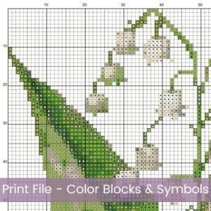 May Birth Month Flower Counted Cross Stitch Pattern, Lily-of-the-Valley Cross Stitch Pattern, Instant Download, Modern Floral Cross Stitch
