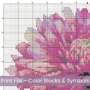 November Birth Month Flower Counted Cross Stitch Pattern, Chrysanthemum Cross Stitch Pattern, Instant Download, Modern Floral Cross Stitch