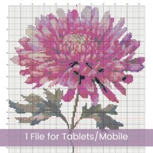 November Birth Month Flower Counted Cross Stitch Pattern, Chrysanthemum Cross Stitch Pattern, Instant Download, Modern Floral Cross Stitch