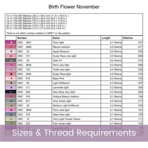 November Birth Month Flower Counted Cross Stitch Pattern, Chrysanthemum Cross Stitch Pattern, Instant Download, Modern Floral Cross Stitch