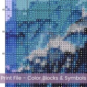 Ocean Wave Cross Stitch Pattern Full Coverage Coastal Waves Sea Embroidery Stitch Design Nautical Beach Decor Ocean Lover Seascape Art Gift