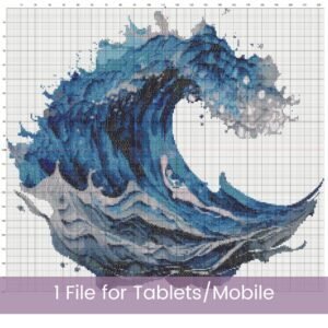 Ocean Wave Cross Stitch Pattern Full Coverage Coastal Waves Sea Embroidery Stitch Design Nautical Beach Decor Ocean Lover Seascape Art Gift