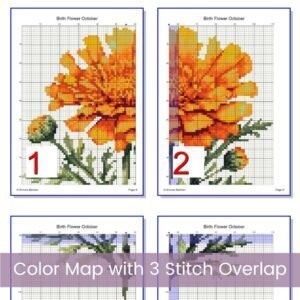 October Birth Month Flower Counted Cross Stitch Pattern, Marigold Cross Stitch Pattern, Instant Download, Modern Floral Cross Stitch Gift
