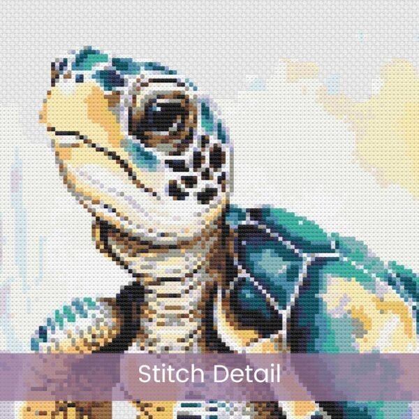 Sea Turtle Cross Stitch Pattern, Ocean Marine Life Beach Watercolor Embroidery, Handmade Coastal Ocean Art Cross Stitch, Nautical Decor Gift