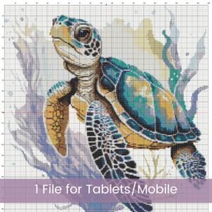 Sea Turtle Cross Stitch Pattern, Ocean Marine Life Beach Watercolor Embroidery, Handmade Coastal Ocean Art Cross Stitch, Nautical Decor Gift