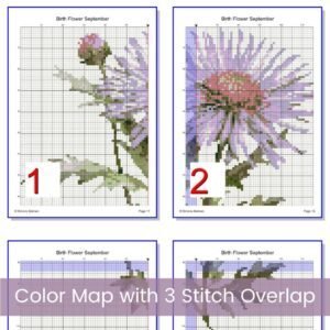 September Birth Month Flower Counted Cross Stitch Pattern, Aster Cross Stitch Pattern, Instant Download, Modern Floral Cross Stitch Gift