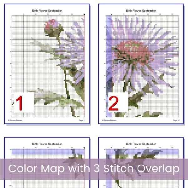 September Birth Month Flower Counted Cross Stitch Pattern, Aster Cross Stitch Pattern, Instant Download, Modern Floral Cross Stitch Gift