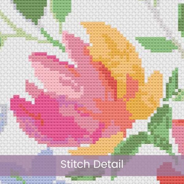 Simple Watercolor Flowers Cross Stitch Pattern