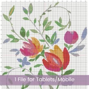 Simple Watercolor Flowers Cross Stitch Pattern