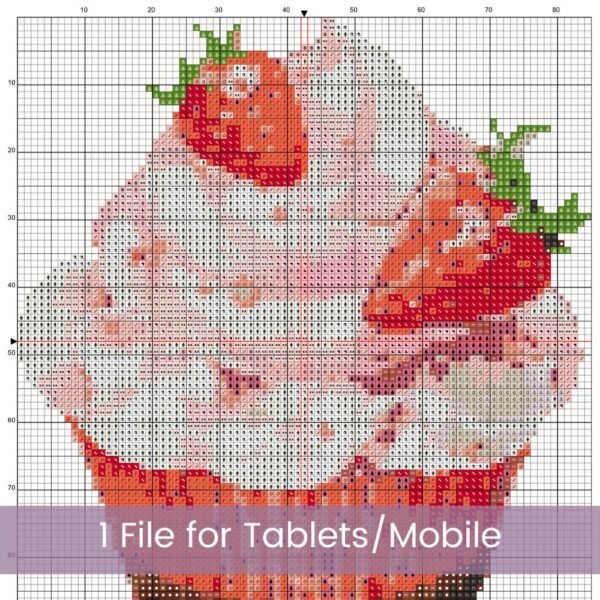 Strawberry Cupcake Cross Stitch Pattern, Sweet Dessert Embroidery, Baking Embroidery, Sweet Stitch Art, Kitchen Decor Craft, Cupcake Pattern