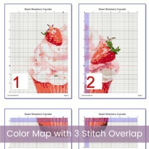 Strawberry Cupcake Cross Stitch Pattern, Sweet Dessert Embroidery, Baking Embroidery, Sweet Stitch Art, Kitchen Decor Craft, Cupcake Pattern