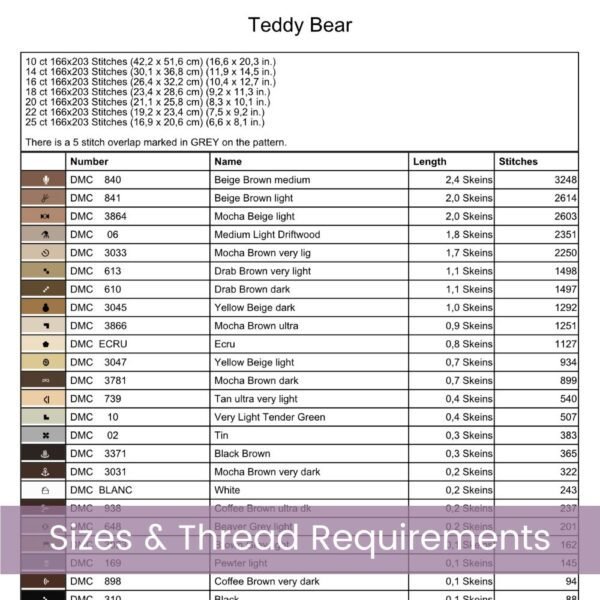 Vintage Teddy Bear Cross Stitch Pattern