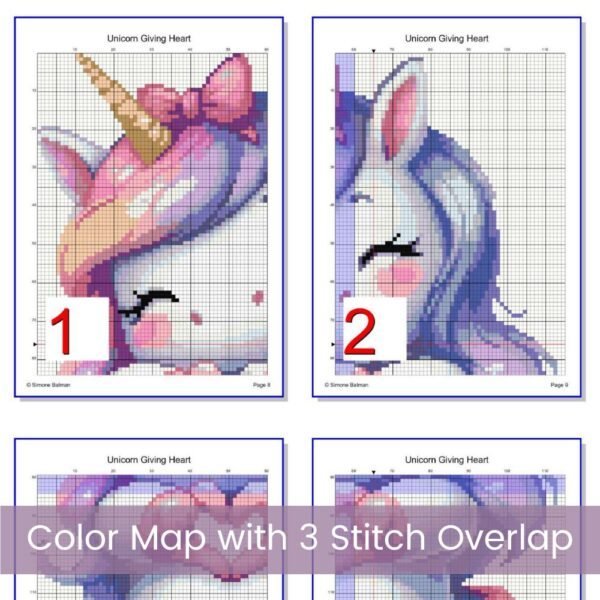 Unicorn Love Cross Stitch Pattern, Unicorn Giving Heart Sign Digital PDF Cross Stitch Pattern Download, Pattern Keeper included