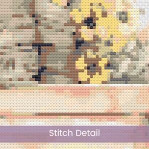 Vintage Truck cross stitch Pattern, Floral Country Truck Farmhouse Embroidery Decor, Yellow Flowers Rustic Needlework, Cottagecore Stitching