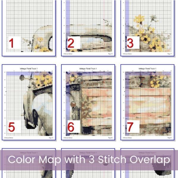 Vintage Truck cross stitch Pattern, Floral Country Truck Farmhouse Embroidery Decor, Yellow Flowers Rustic Needlework, Cottagecore Stitching