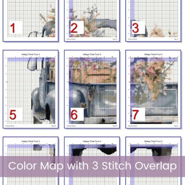 Vintage Truck Cross Stitch Pattern, Floral Country Truck Farmhouse Embroidery Decor, Yellow Flowers Rustic Needlework, Cottagecore Stitching