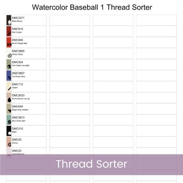 Watercolor Baseball Cross Stitch Pattern, Modern Game Day Handmade Watercolor Baseball Sports Embroidery Art Decor, Athlete Sports Fan Gift