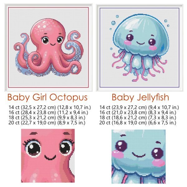 Baby Sea Animals Cross Stitch PDF Patterns, Set of 10 Modern DIY Nursery Decor Cross Stitch Patterns, Pattern Keeper & iBook files included