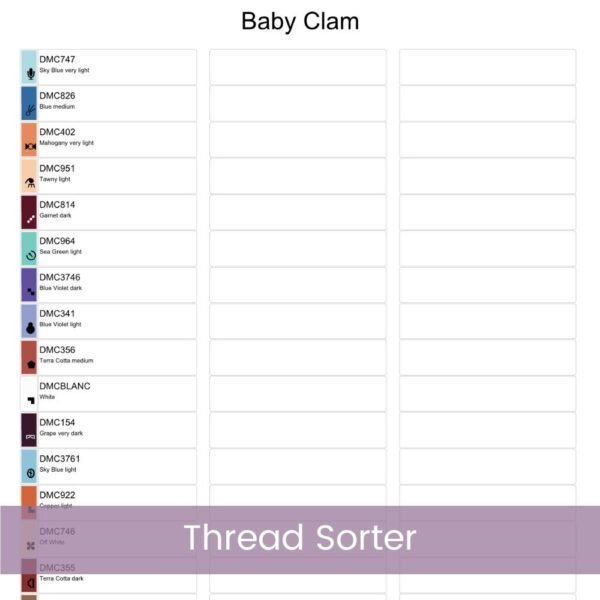 Baby Clam Cross Stitch Pattern