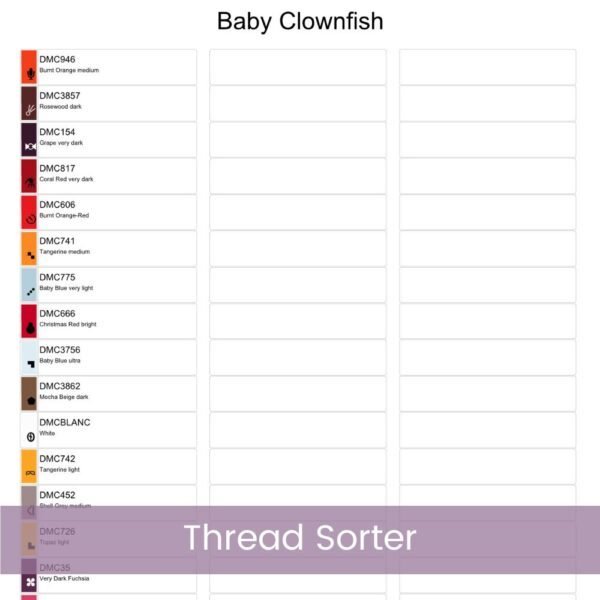 Baby Clownfish Cross Stitch Pattern