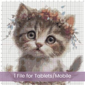 Flower Kitten Cross Stitch Pattern
