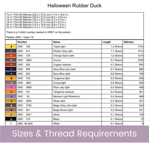 Halloween Rubber Duck Cross Stitch Pattern, Cute Rubber Duck Halloween Cross Stitch Pattern, Instant Download, Pattern Keeper file included
