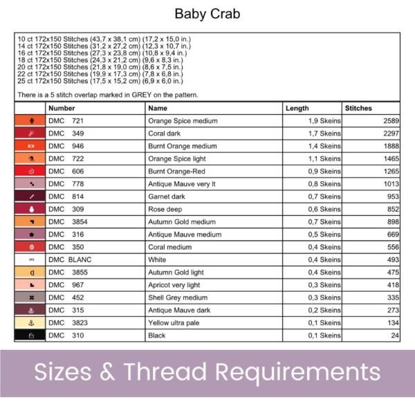 Baby Crab Cross Stitch Pattern