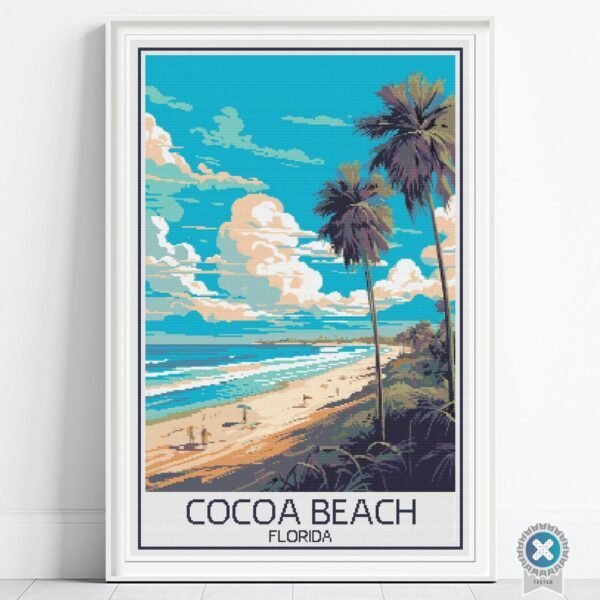 Cocoa Beach Travel Poster Pattern