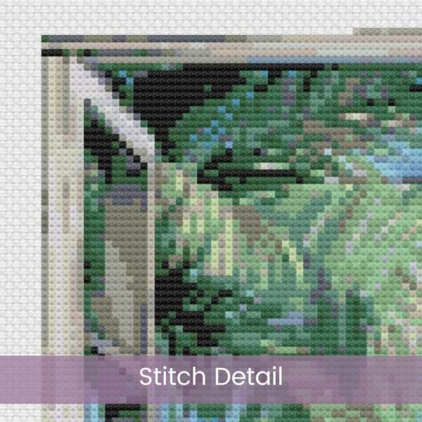 Ocean View Cross Stitch Pattern Coastal Beach Embroidery Design Full Coverage Tropical Home Window View Seaside Decor Summer Vacation Gift