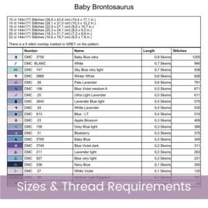 Baby Brontosaurus Cross Stitch Pattern