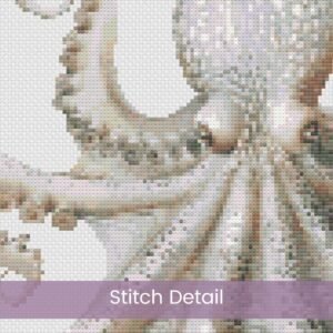 Octopus Counted Cross Stitch Pattern, Minimalist Neutral Nautical Boho Ocean Animal Home Decor Embroidery DIY Coastal Sea Life Pattern Gift