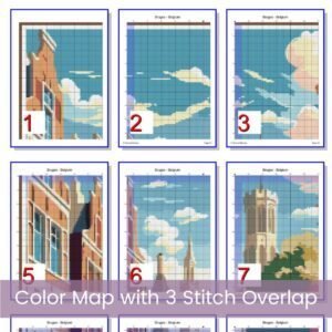 Bruges Travel Poster Cross Stitch Pattern, Retro Belgium Cityscape Design, Bruges Decor Art, Vintage Cityscape Stitch, Handmade Travel Decor