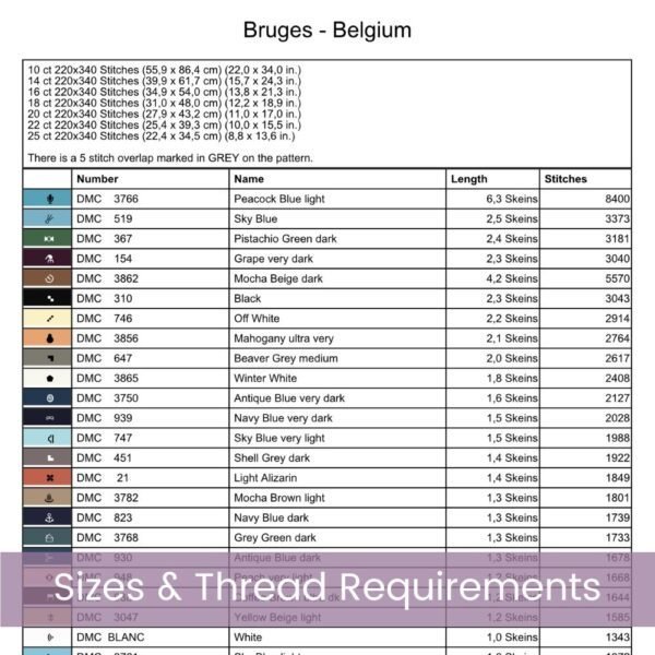 Bruges Travel Poster Cross Stitch Pattern, Retro Belgium Cityscape Design, Bruges Decor Art, Vintage Cityscape Stitch, Handmade Travel Decor