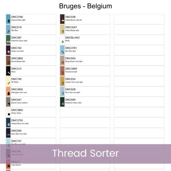 Bruges Travel Poster Cross Stitch Pattern, Retro Belgium Cityscape Design, Bruges Decor Art, Vintage Cityscape Stitch, Handmade Travel Decor