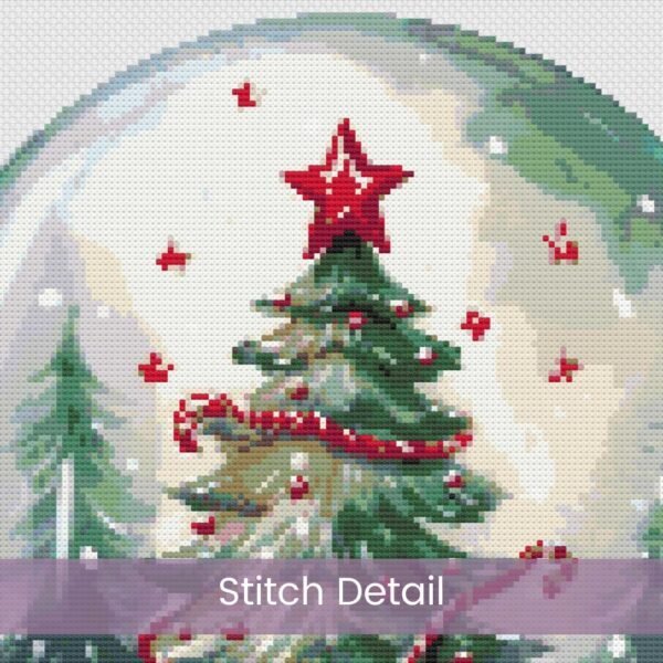 Snow Globe Christmas Tree Cross Stitch Pattern, Holiday Tree Cross Stitch Pattern, Christmas Snow Globe PDF Stitch Pattern, Instant Download