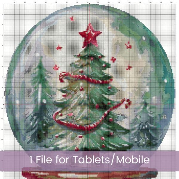 Snow Globe Christmas Tree Cross Stitch Pattern, Holiday Tree Cross Stitch Pattern, Christmas Snow Globe PDF Stitch Pattern, Instant Download